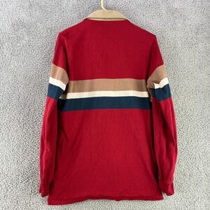 Flying Scotsman Sweater Men's M Red Knit Cotton Stripes Canvas‎ Collar USA Made
